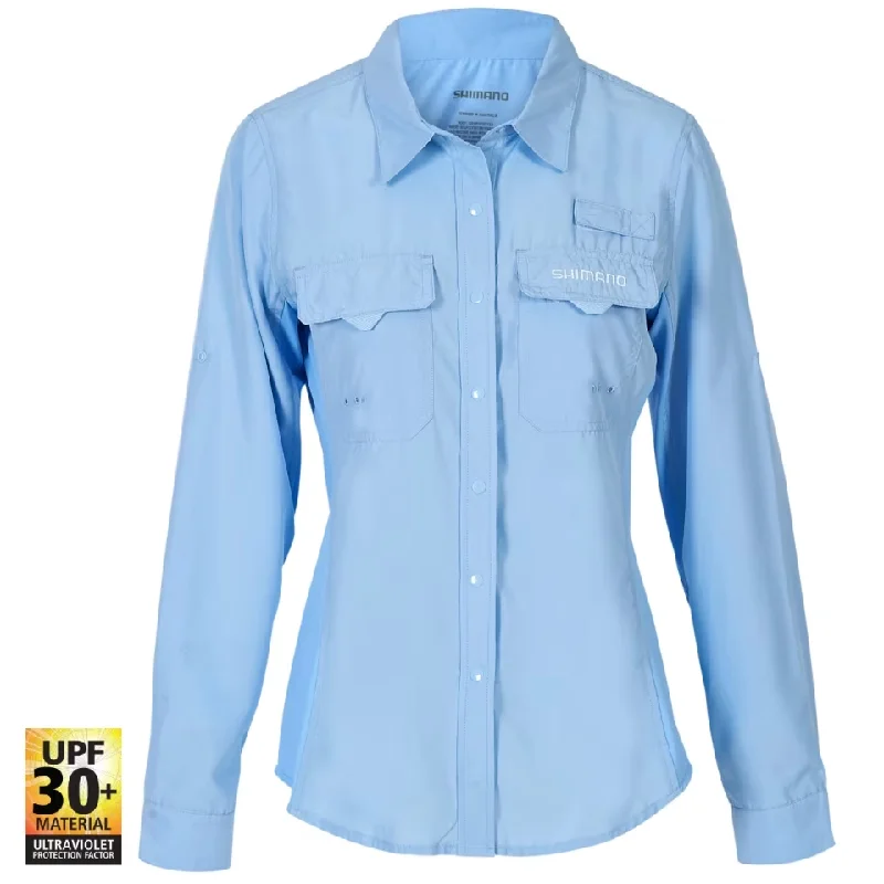 Fishing rod swivel rack-Shimano Ladies Adult Vented Shirts Sky Blue