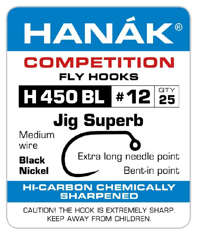 Fishing hook alignment rack-Hanak H450BL Jig Superb Fly Hooks Barbless (25pcs/package)