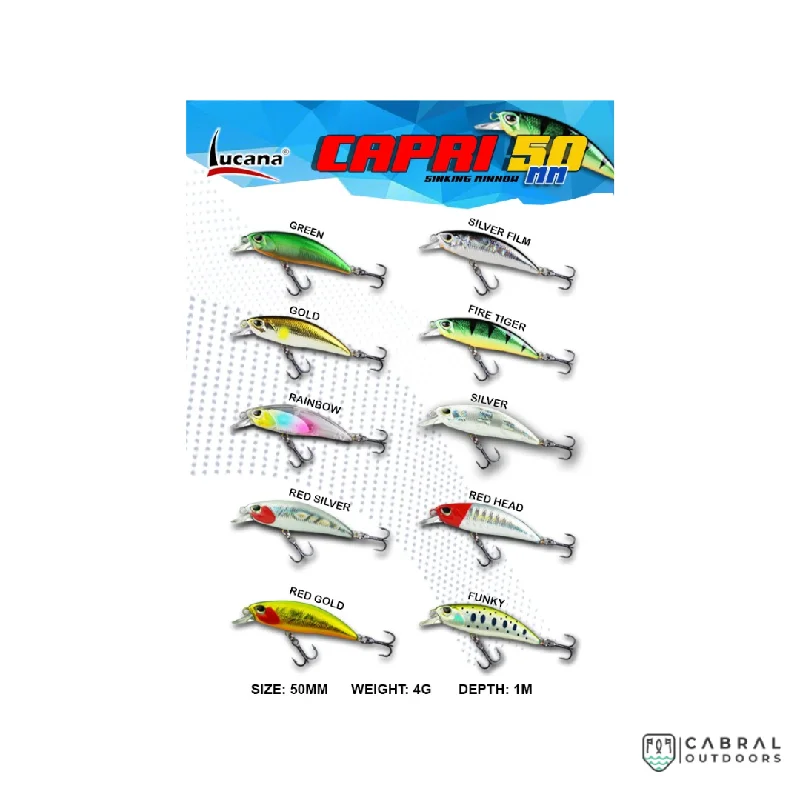 Fishing tackle stacking rack-Lucana Capri 50 Sinking Lure | Size: 50mm | 4g