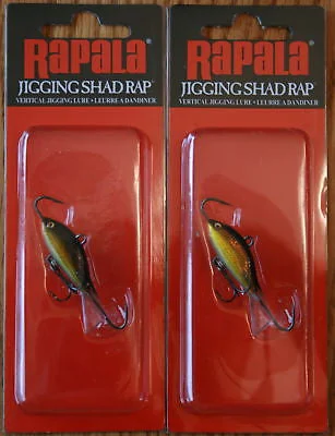 Fishing bait shaping holder-Two Rapala Jigging Shad Rap Lures Gold & Black