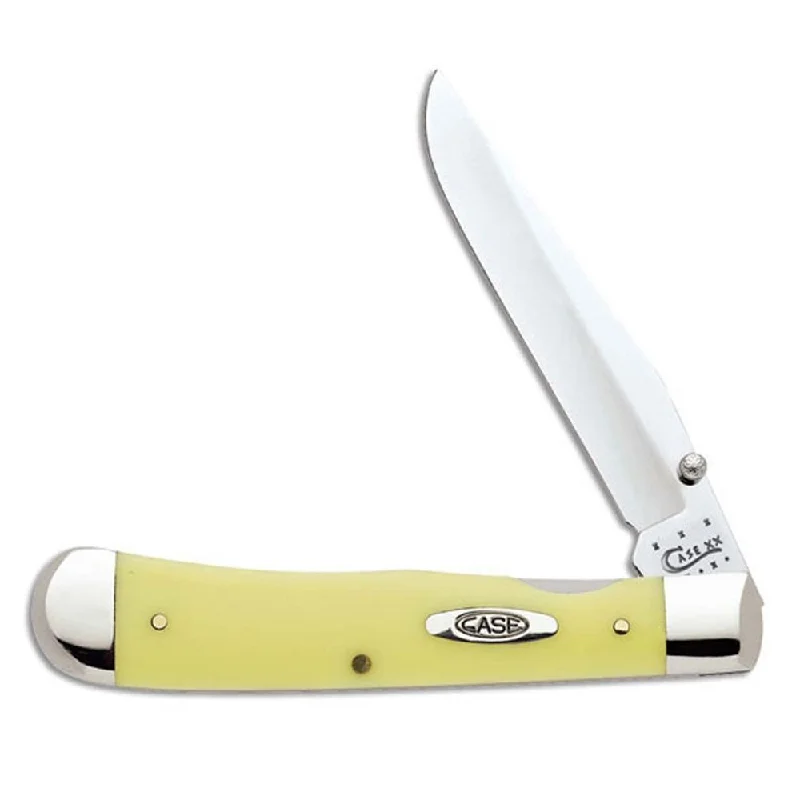 Fishing line splicing holder-Case Yellow CV Trapperlock Pocket Knife