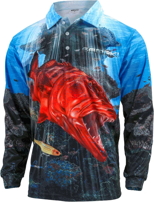 Fishing bait slicing rack-Samaki Coral Trout Adult Fishing Shirts