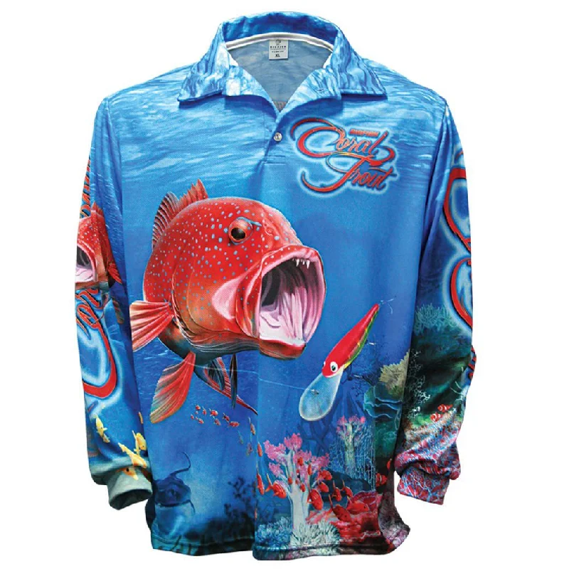 Fishing tackle foldable rack-Bigfish Coral Trout Adult Fishing Shirts