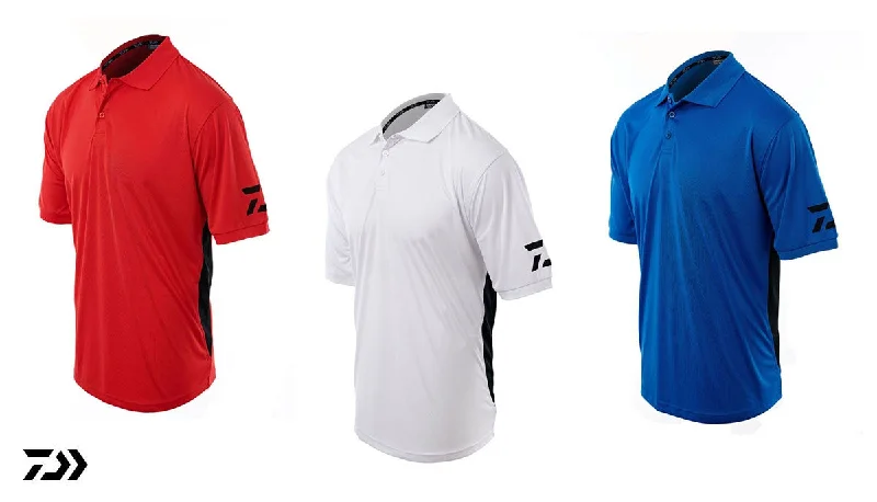 Fishing bait drying clamp-New Daiwa D Vec Polo Shirts - Red / White / Blue - Small - XXL