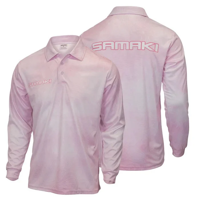 Fishing hook tension rack-Samaki Contour Pink Junior Fishing Shirts