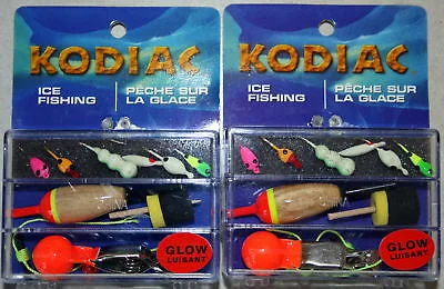 Fishing tackle compact rack-2 Kodiac Ice Fishing Kits 12 Jigs 4 Floats 2 Depth Find