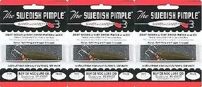 Fishing tackle rolling holder-Three Bay De Noc Swedish Pimple 1/2 OZ Gold 6G Lures