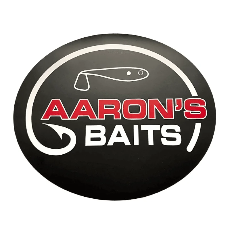 Fishing bait freezing rack-Aaron's Baits Vinyl Sticker 12x10"