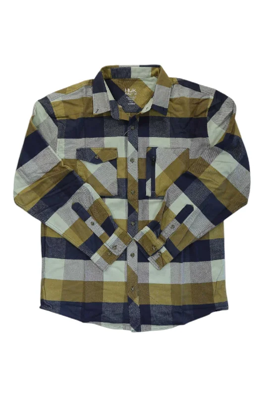 Fishing hook angle rack-Huk Men's Soft Stretch Flannel Shirt