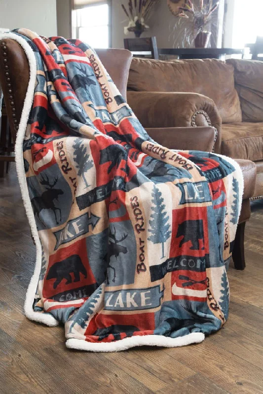 Fishing tackle adjustable rack-Hidden Lake Plush Throw Blanket - 56"x 68"