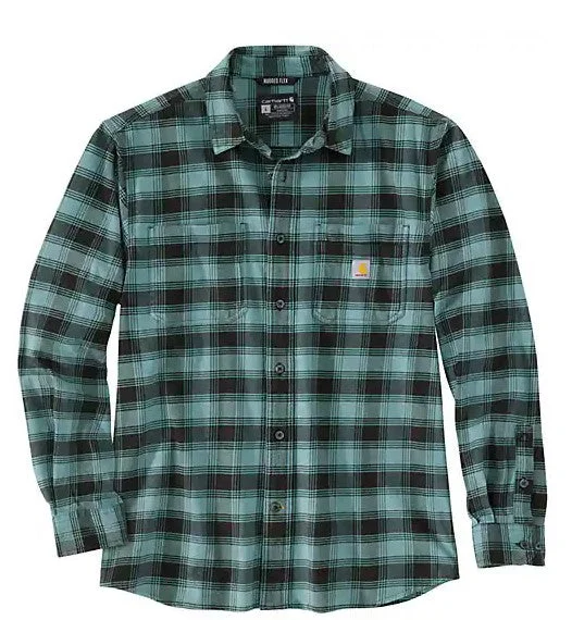 Fishing hook bending rack-Men's Rugged Flex Relaxed Fit Midweight Flannel Long-Sleeve Plaid Shirt