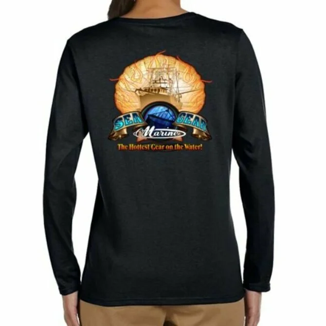 Fishing hook bending holder-Sea Gear - Women's Flaming Scallop Long Sleeve