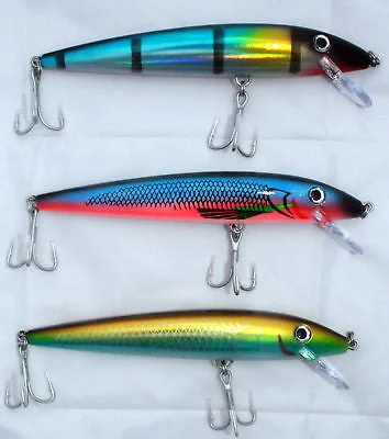 Fishing rod display stand-3 NEW 7 Inch Musky Muskie Fishing Lures Crankbait Rattle GOLD