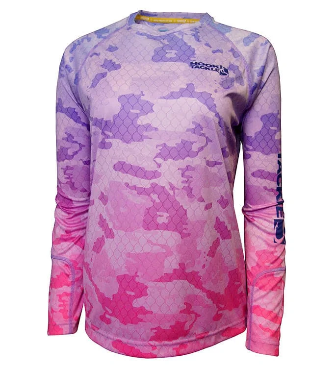 Fishing line knotting rack-Women's Scaly Camo UV Fishing Shirt