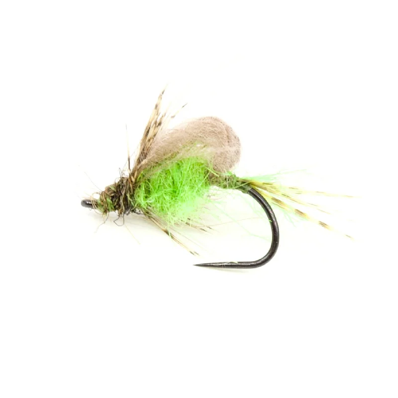 Fishing line loop clamp-CDC Bubbleback Caddis Green