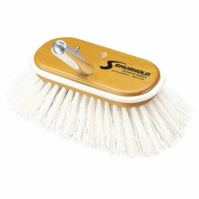 Fishing bait freezing stand-Shurhold - 6" Deck Brush with Extra Stiff White Polypropylene Bristles