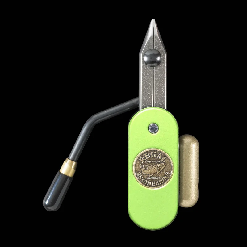 Fishing hook angle stand-Regal Medallion Vice, Cool Lime Stainless Jaws and Bronze Pocket Base