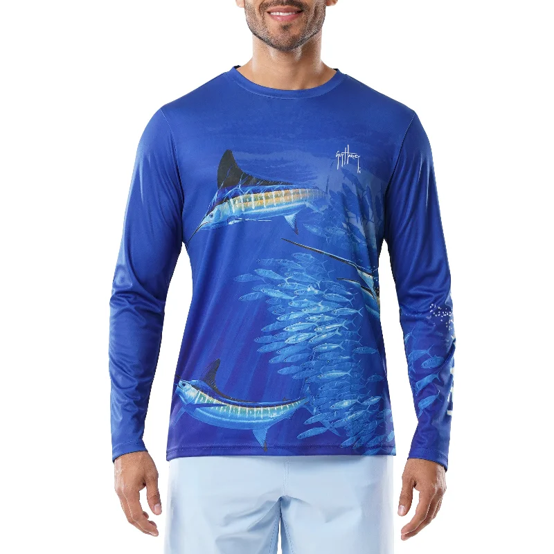 Fishing tackle compact tray-Guy Harvey Men's Stripers Long Sleeve Performance Shirt