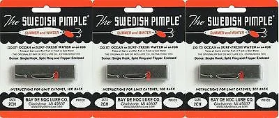 Fishing reel tension stand-Three Bay De Noc Swedish Pimple 1/10 OZ PRIS CHT 2CH Lures