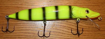 Fishing bait sealing clamp-NEW 10" Hard Wood Musky Muskie Lure - Pike Style Yellow