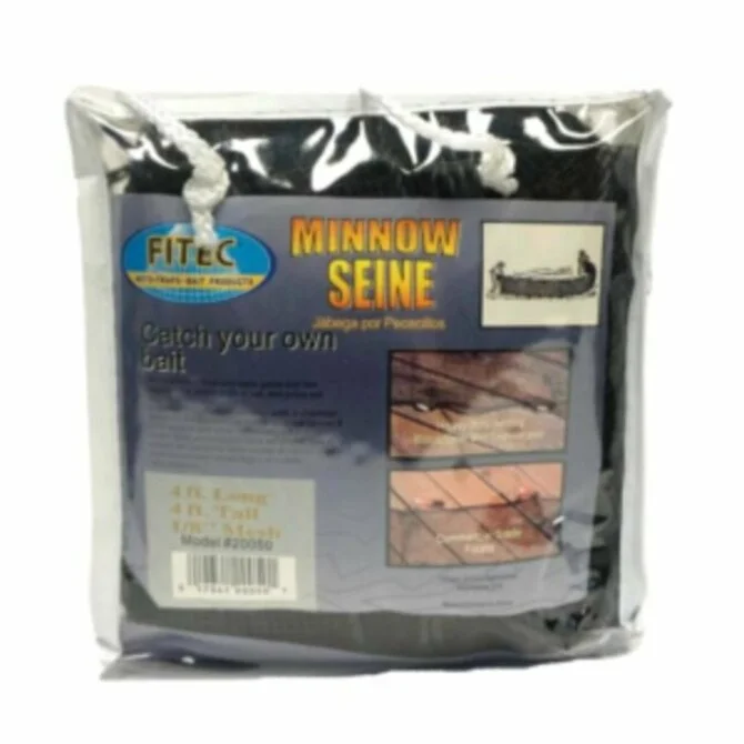 Fishing bait sealing rack-FITEC - Poly Minnow Seine 4′ x 4' - 1/4″ Mesh, Black