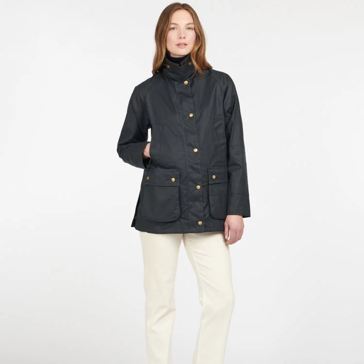 Fishing bait freezing rack-Barbour Ladies Acorn Wax Jacket - Navy