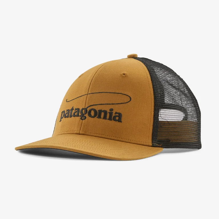 Fishing reel drag cleaner-Patagonia Take a Stand Trucker Hat - Casting Logo: Raptor Brown