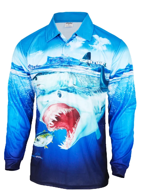 Fishing bait freezing rack-Samaki Mako Shark Adult Fishing Shirts