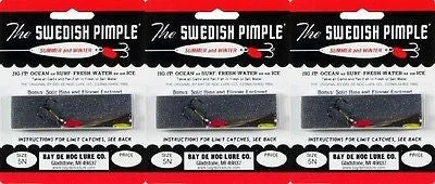 Fishing reel tension clamp-Three Bay De Noc Swedish Pimple 1/32 OZ Nickel 5N Fisihing Lures