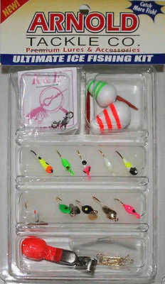 Fishing hook threading rack-Arnold Clam Ice Fishing Kit AJ25 Jigs Two Floats Depth Finder FKW-AJ25